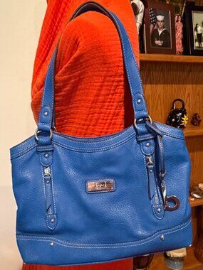 B•O•C Born Concept Blue Leather Shoulder Bag | Silver Hardware | Spacious